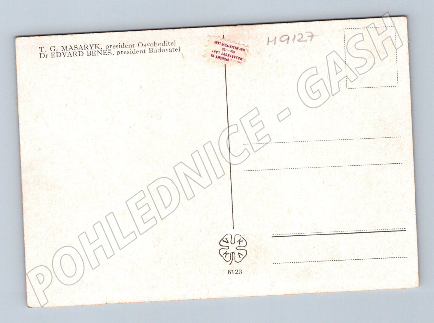 Pohlednice Masaryk a Beneš čeští prezidenti (M9127)