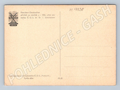 Postcard 1926 Masaryk arriving at the airfield (M9138)