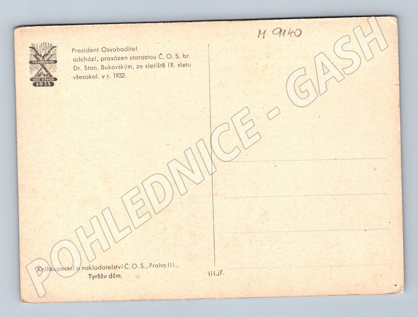 Pohlednice Masaryk všesokolský slet 1932 (M9140)