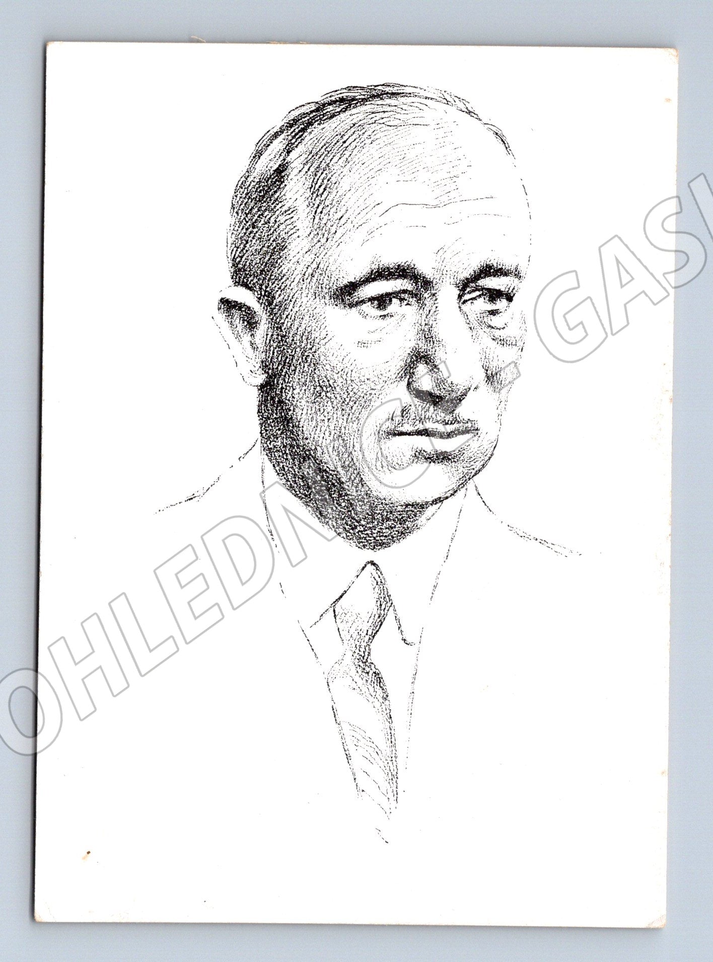 Postcard Dr Edvard Beneš portrait drawing (M9141)