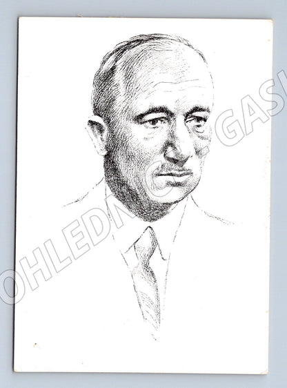 Postcard Dr Edvard Beneš portrait drawing (M9141)