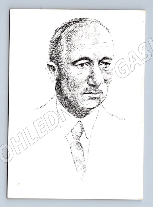 Postcard Dr Edvard Beneš portrait drawing (M9141)