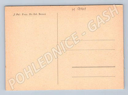 Postcard Dr Edvard Beneš portrait drawing (M9141)