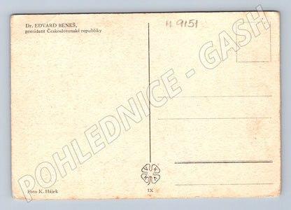 Pohlednice Edvard Beneš na koni historická (M9151)