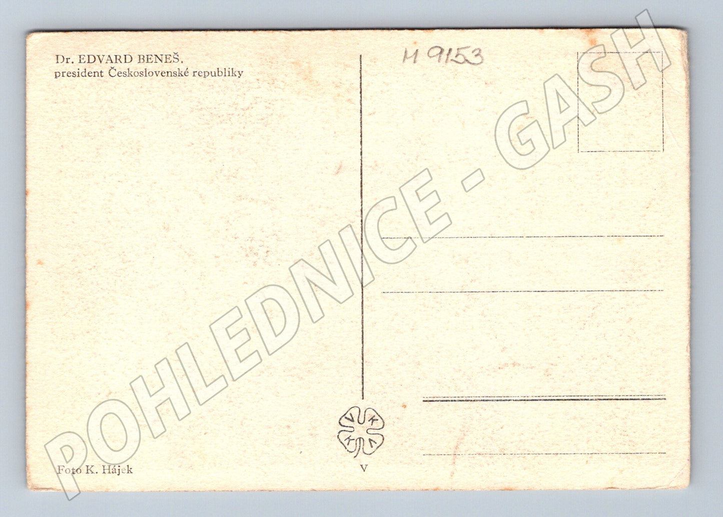 Postcard Dr Edvard Beneš President of the Republic (M9153)