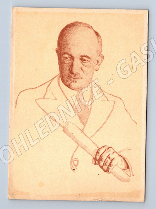 Postcard caricature of a man, collectible drawing (M9162)