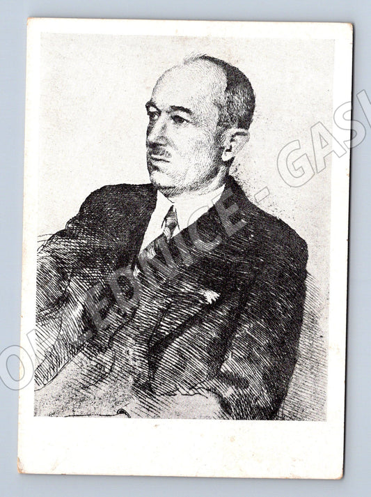Postcard President Edvard Beneš b/w illustration (M9164)