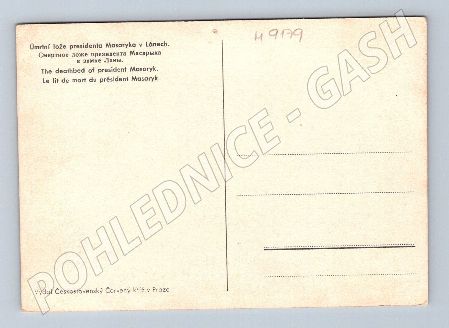 Pohlednice úmrtní lože Masaryka Lány 1937 (M9179)