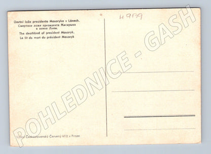 Pohlednice úmrtní lože Masaryka Lány 1937 (M9179)