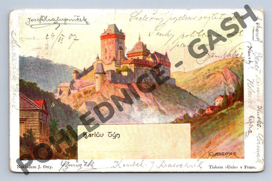 Pohlednice Karlštejn malba K. Liebscher (M918)