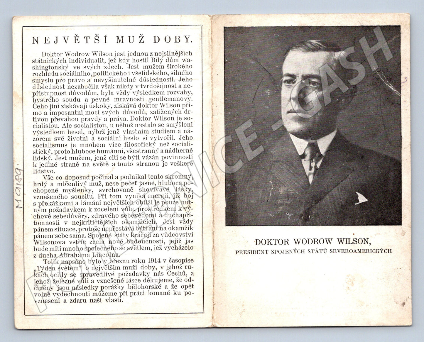 Pohlednice Woodrow Wilson Největší muž doby (M9189)