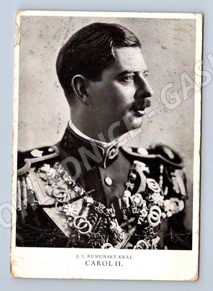 Postcard King Carol II Romania 1936 Prague (M9192)