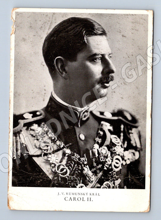Postcard King Carol II Romania 1936 Prague (M9192)
