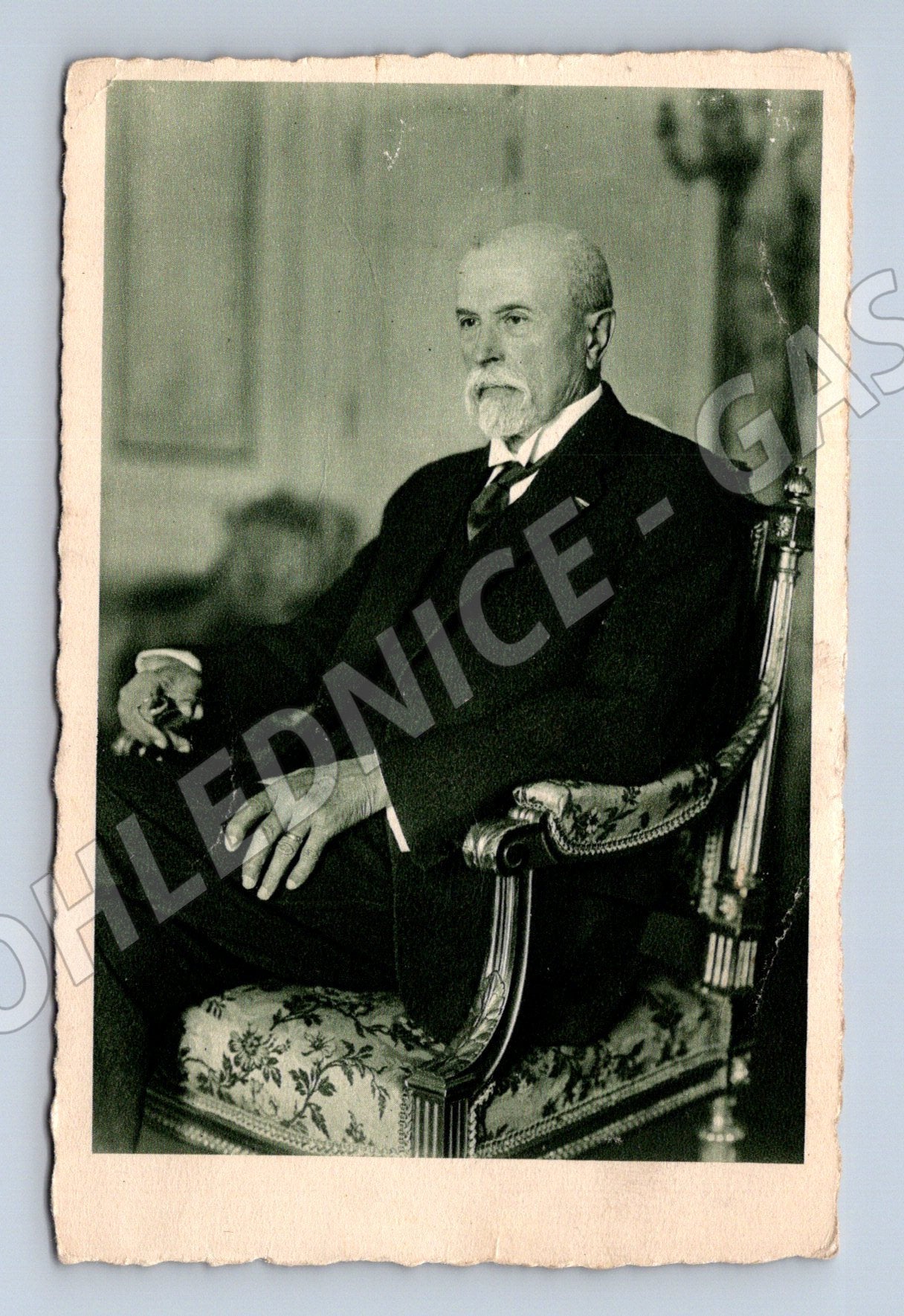 Postcard TG Masaryk, first president 1935 with stamp (M9199)