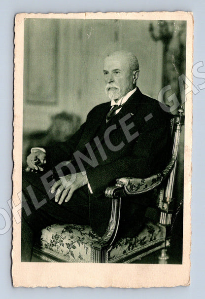 Postcard TG Masaryk, first president 1935 with stamp (M9199)