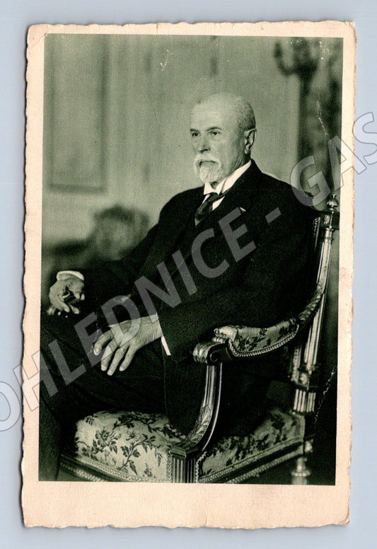 Postcard TG Masaryk, first president 1935 with stamp (M9199)
