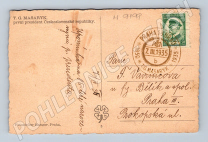 Postcard TG Masaryk, first president 1935 with stamp (M9199)