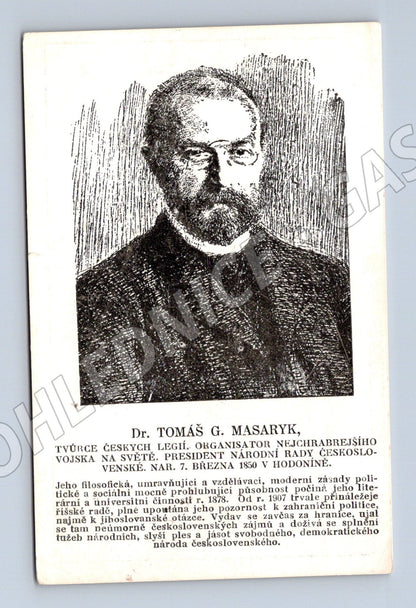 Postcard TG Masaryk portrait biography unused (M9202)