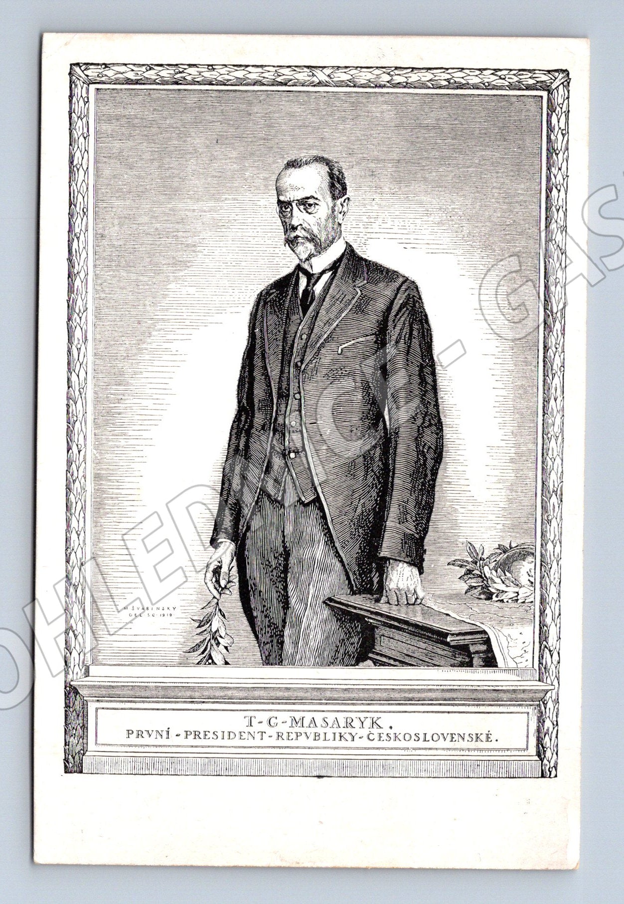 Postcard TG Masaryk graphics Max Švabinský (M9213)