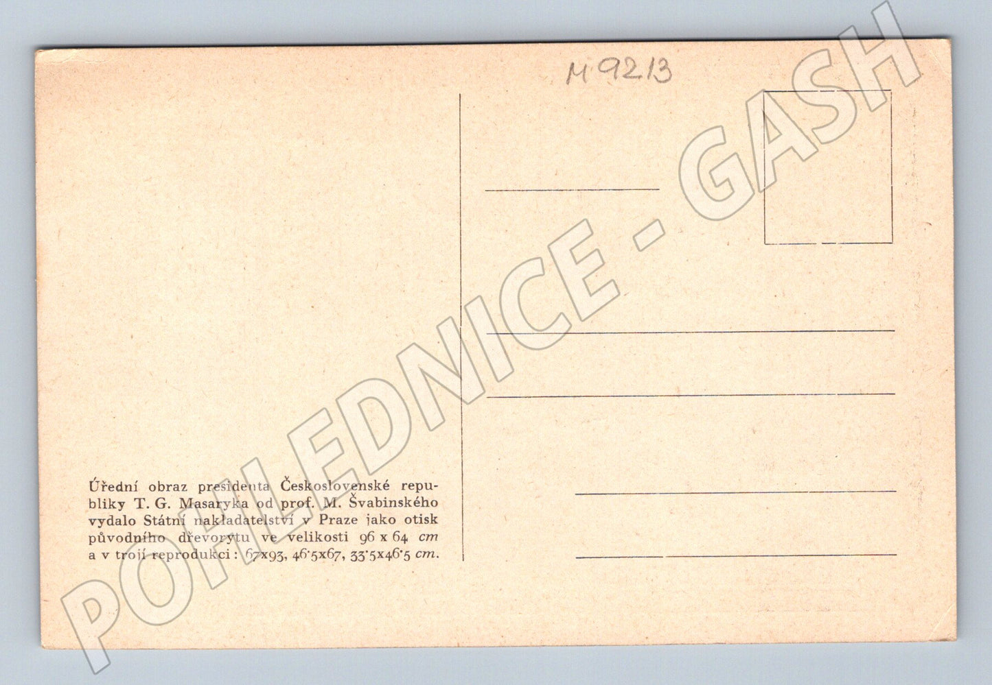Postcard TG Masaryk graphics Max Švabinský (M9213)