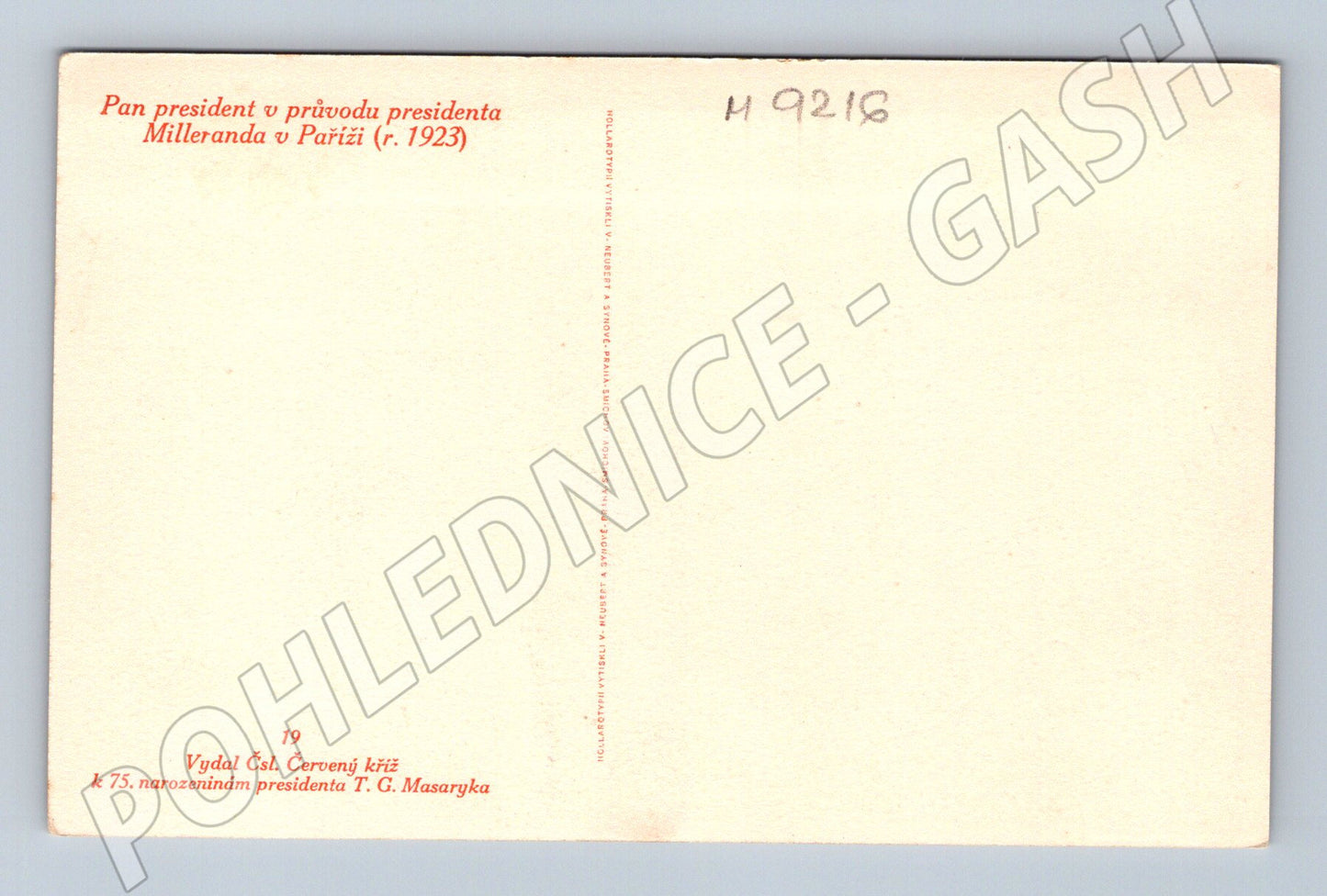 Postcard TG Masaryk Paris 1923 (M9216)