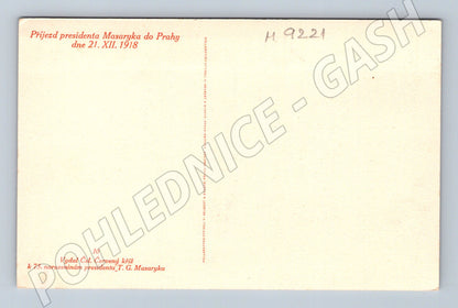 Postcard Arrival of TG Masaryk to Prague 1918 (M9221)