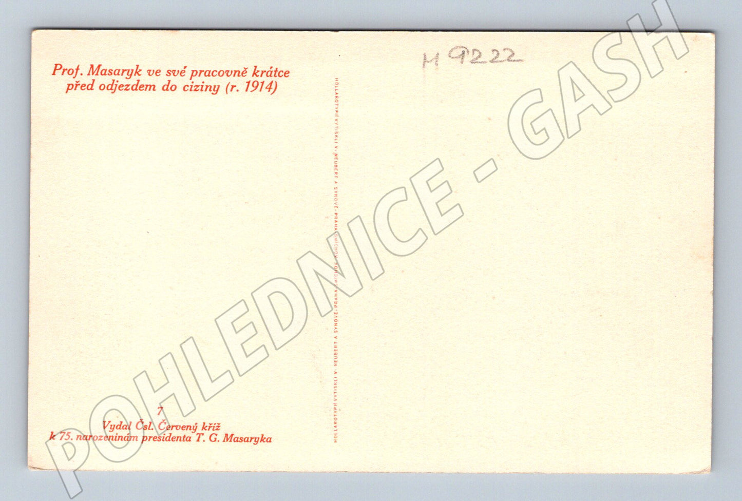 Pohlednice T. G. Masaryk ve pracovně 1914 (M9222)