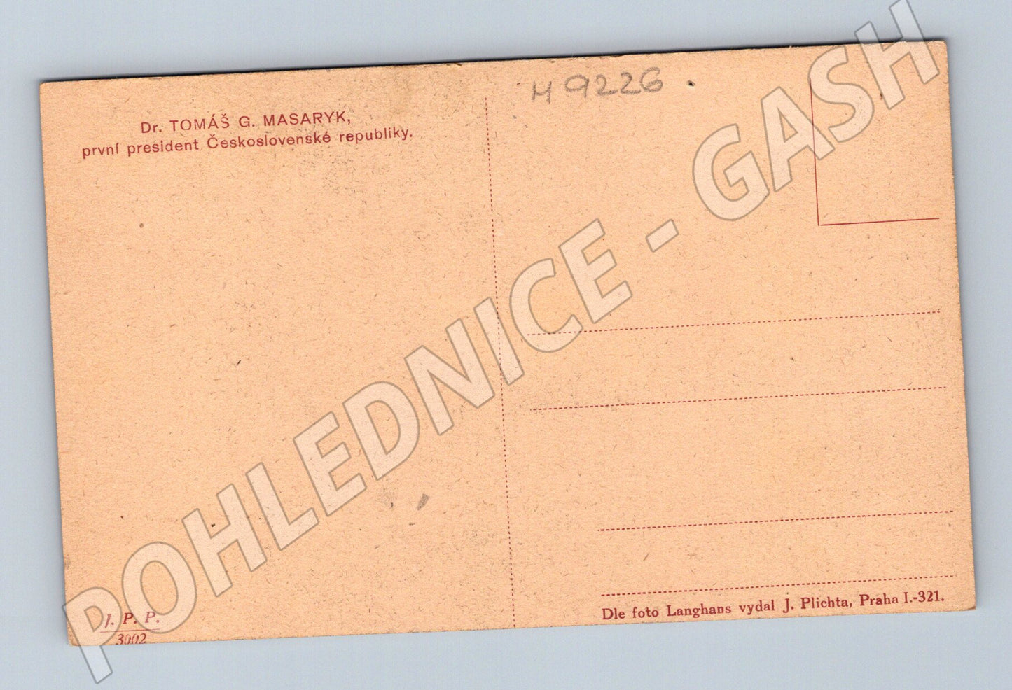 Postcard TG Masaryk, first president of the Czechoslovak Republic (M9226)
