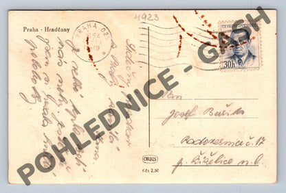 Pohlednice Praha Hradčany a Karlův most 1954 (M923)