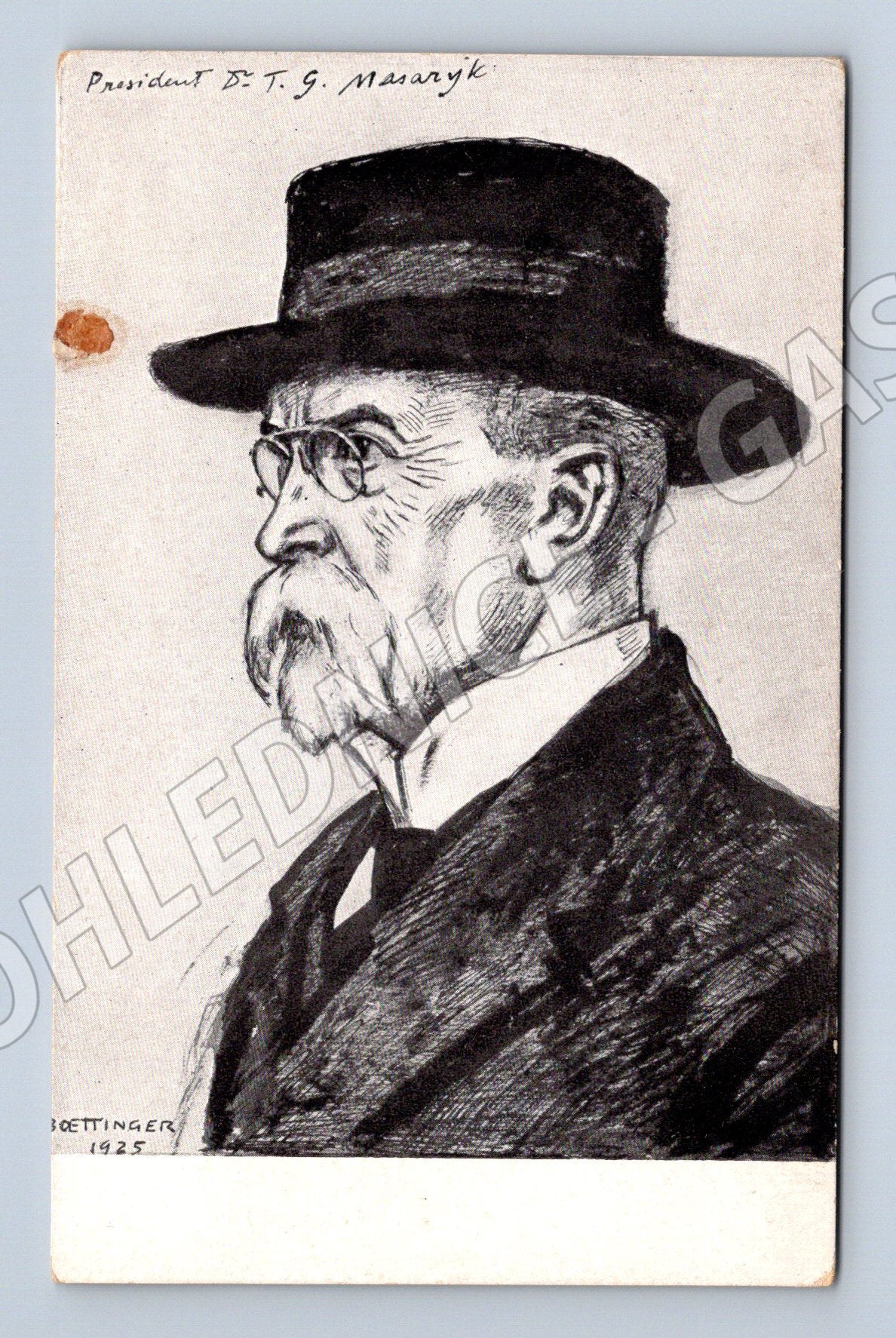 Postcard TG Masaryk 1925 Boettinger portrait (M9235)