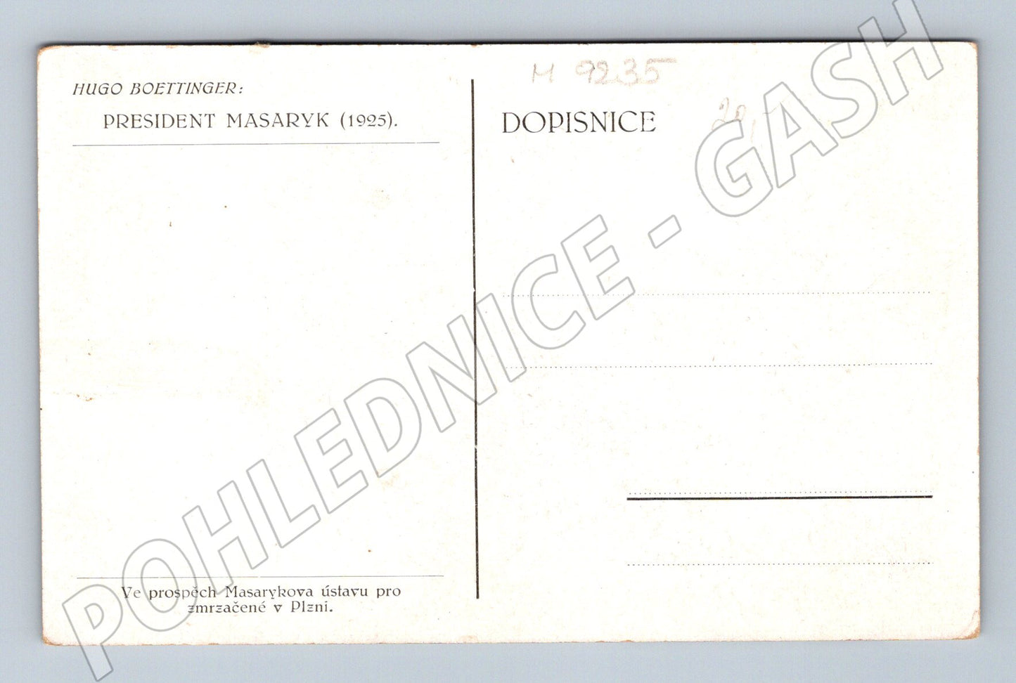 Postcard TG Masaryk 1925 Boettinger portrait (M9235)