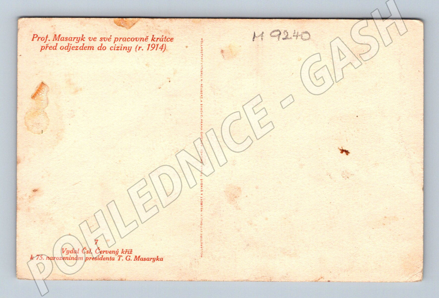Postcard TG Masaryk in his study, departure 1914 (M9240)
