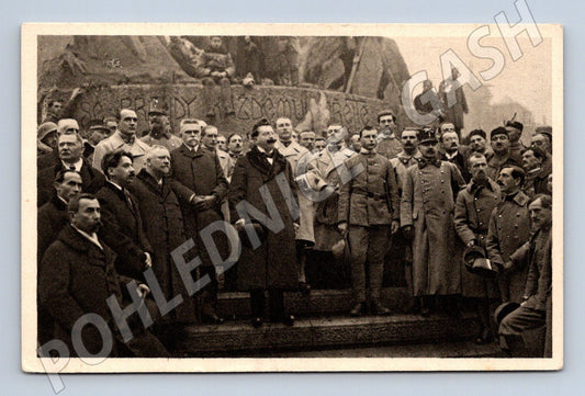Pohlednice první vláda ČSR u Husova pomníku 1918 (M9246)