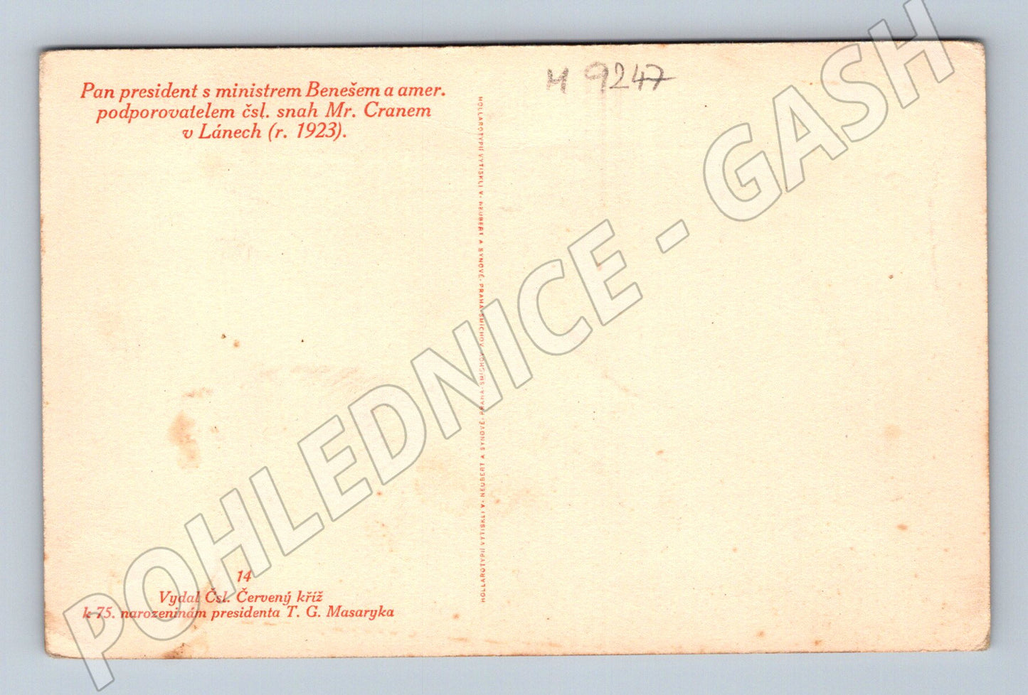 Pohlednice Masaryk Beneš a Cran Lány 1923 (M9247)