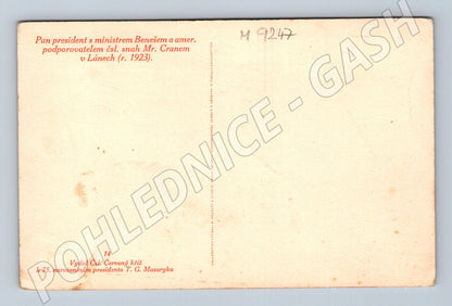 Pohlednice Masaryk Beneš a Cran Lány 1923 (M9247)