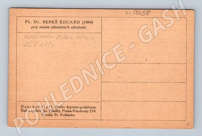 Postcard Edvard Beneš Our Heroes Kulhánek (M9258)