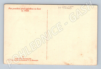 Postcard Masaryk horseback riding 1922 (M9265)