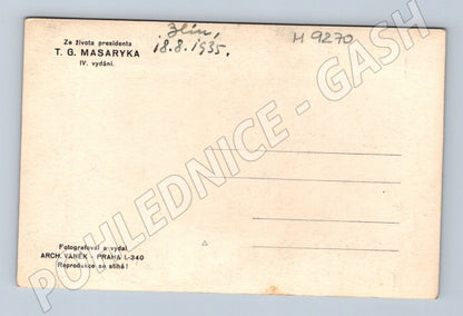 Postcard Masaryk in the library From Life 1935 (M9270)