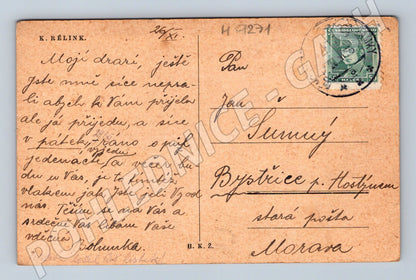 Postcard President Masaryk drawing used (M9271)