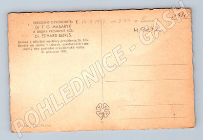 Pohlednice Masaryk a Beneš historická 1935 (M9272)