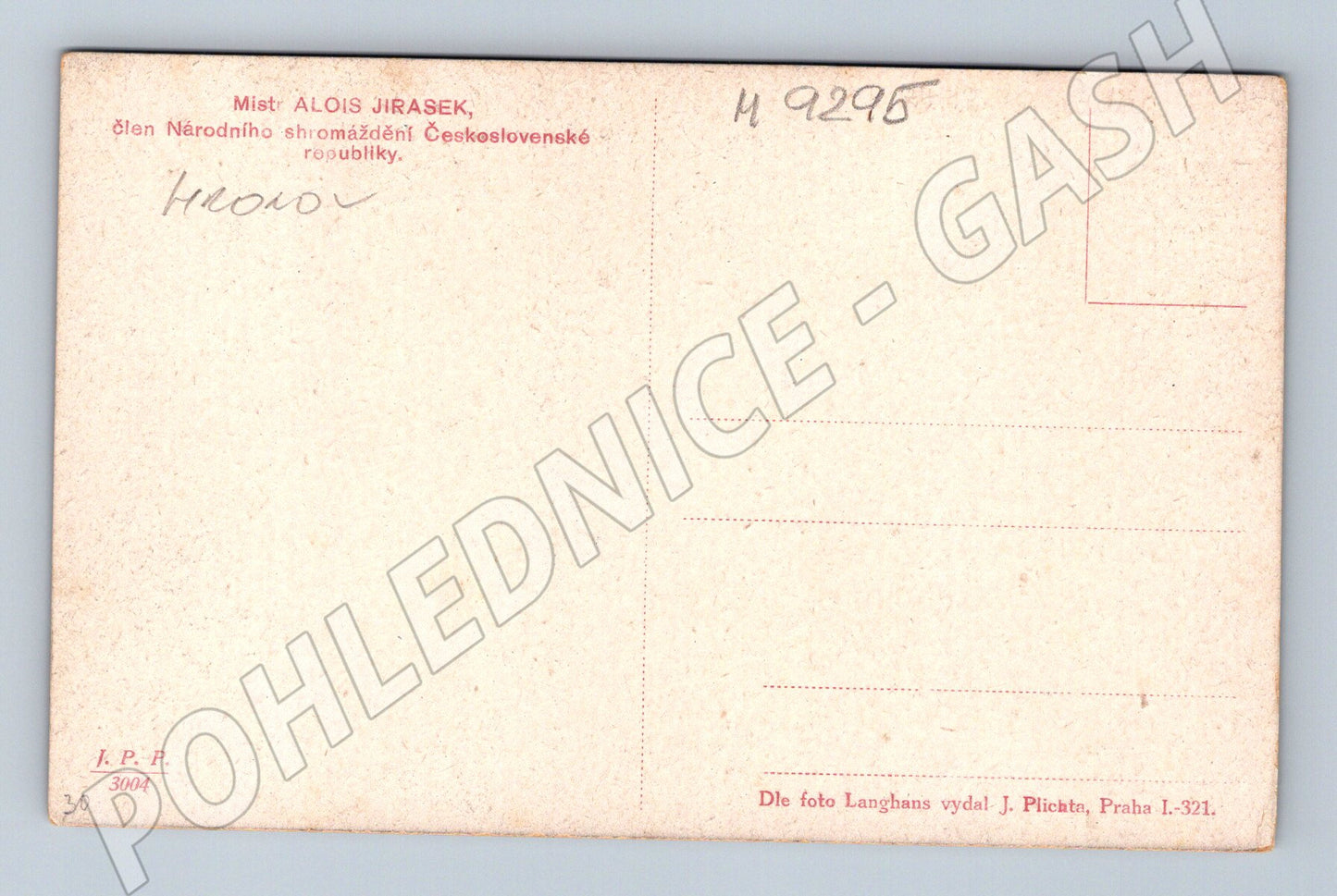 Pohlednice Alois Jirásek poslanec portrét (M9295)