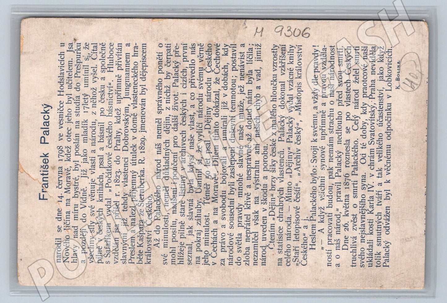 Postcard František Palacký portrait biography (M9306)