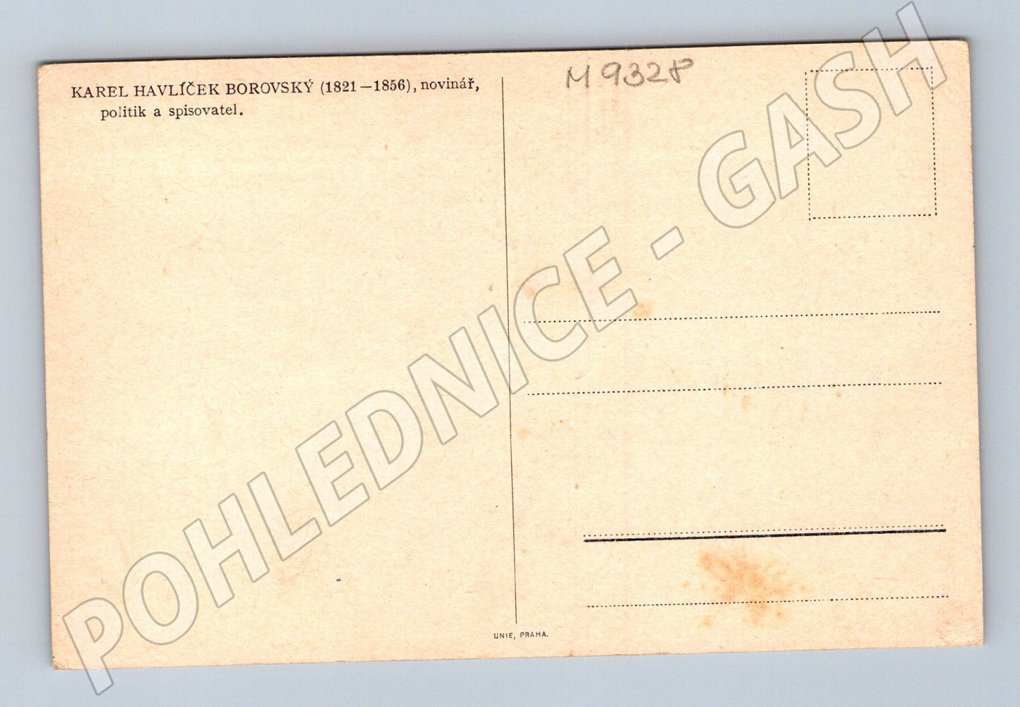 Postcard Karel Havlíček Borovský politician writer (M9328)