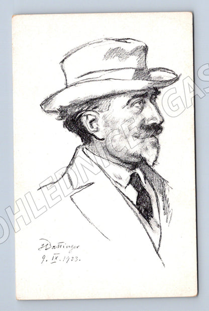 Postcard Max Švabinský portrait 1923 Boettinger (M9342)
