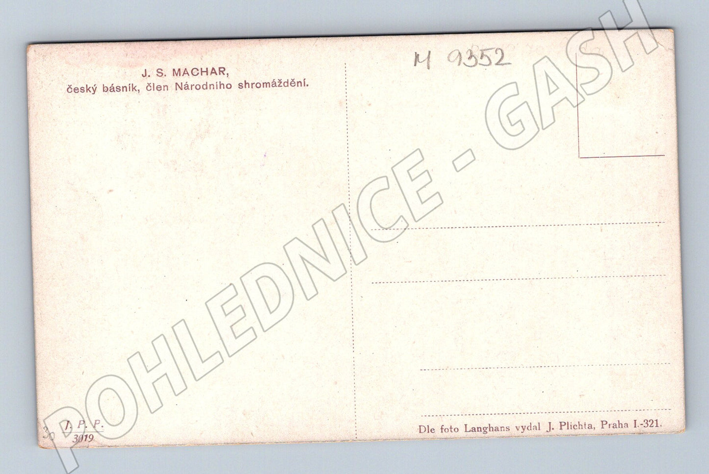 Pohlednice J S Machar portrét Langhans (M9352)
