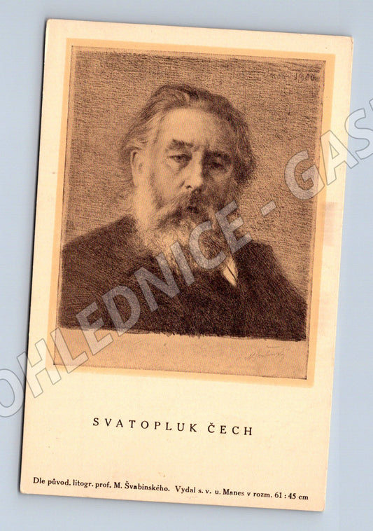 Pohlednice Svatopluk Čech portrét M Švabinský (M9366)