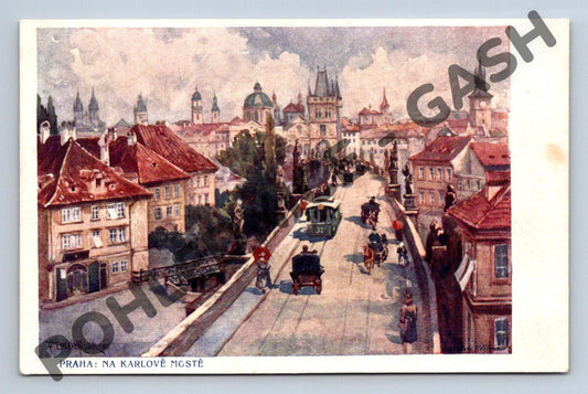 Pohlednice Praha Karlův most malovaná (M938)