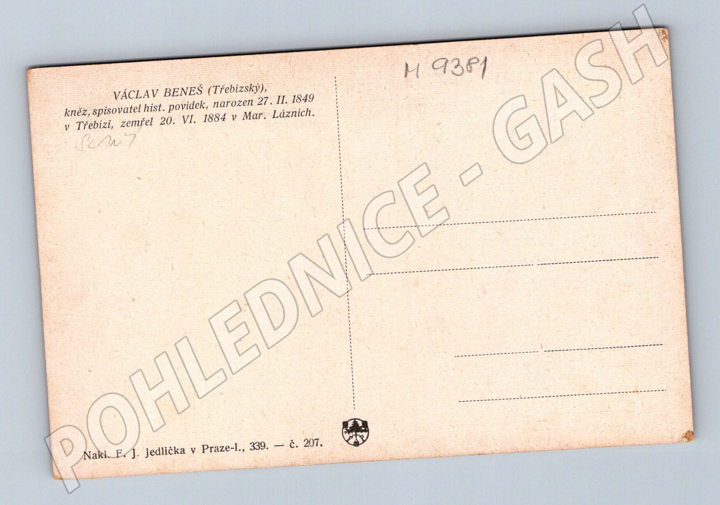 Postcard Václav Beneš, writer and priest from Třebíz (M9381)