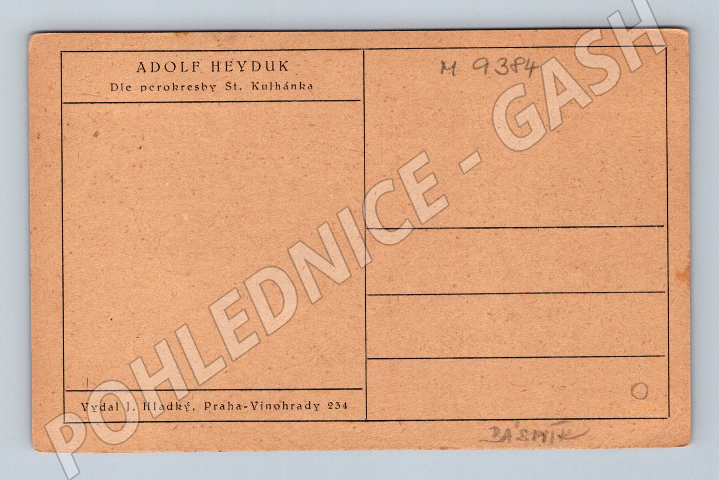 Postcard Adolf Heyduk line drawing St Kulhánek (M9384)