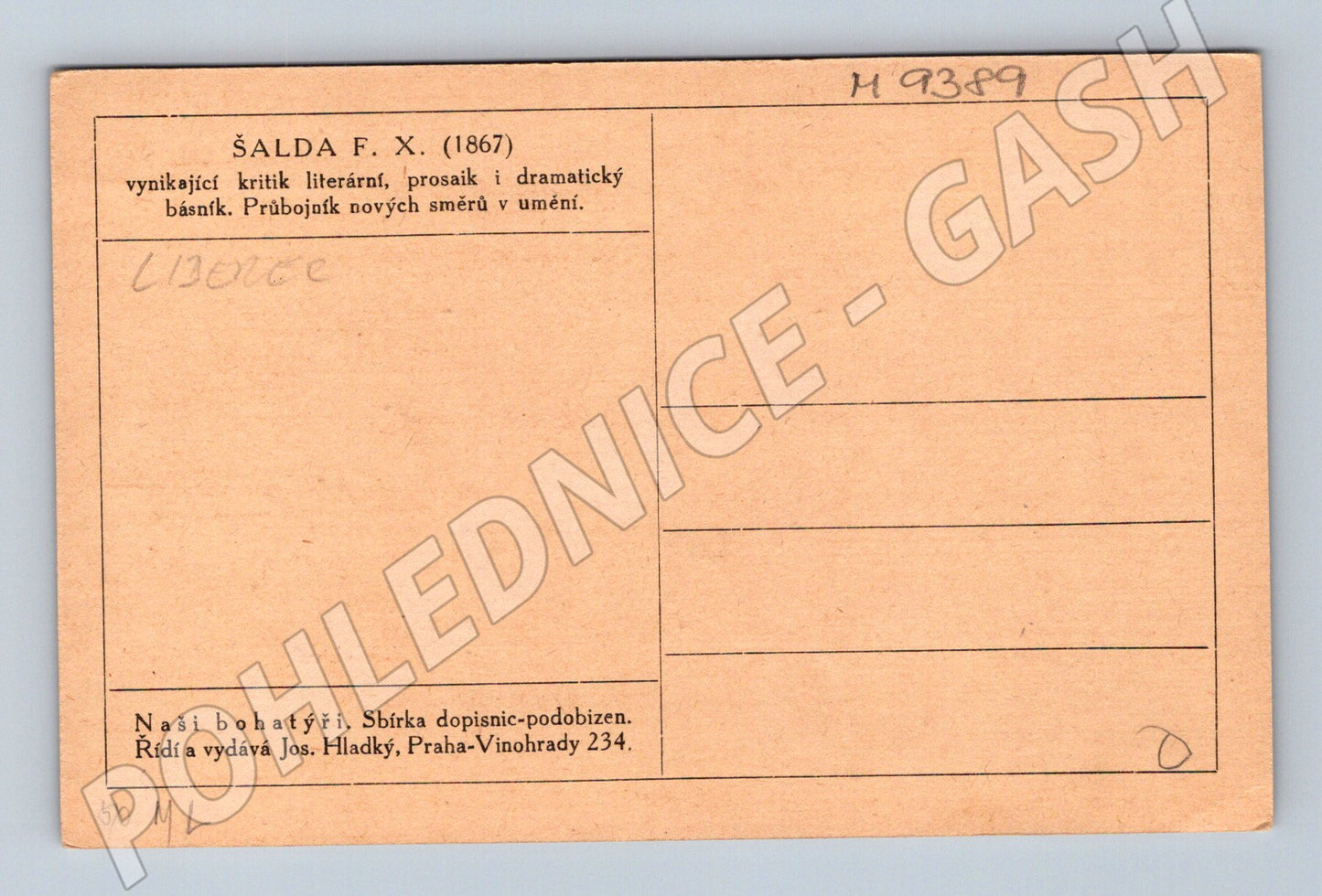 Postcard FX Šalda literary critic portrait (M9389)